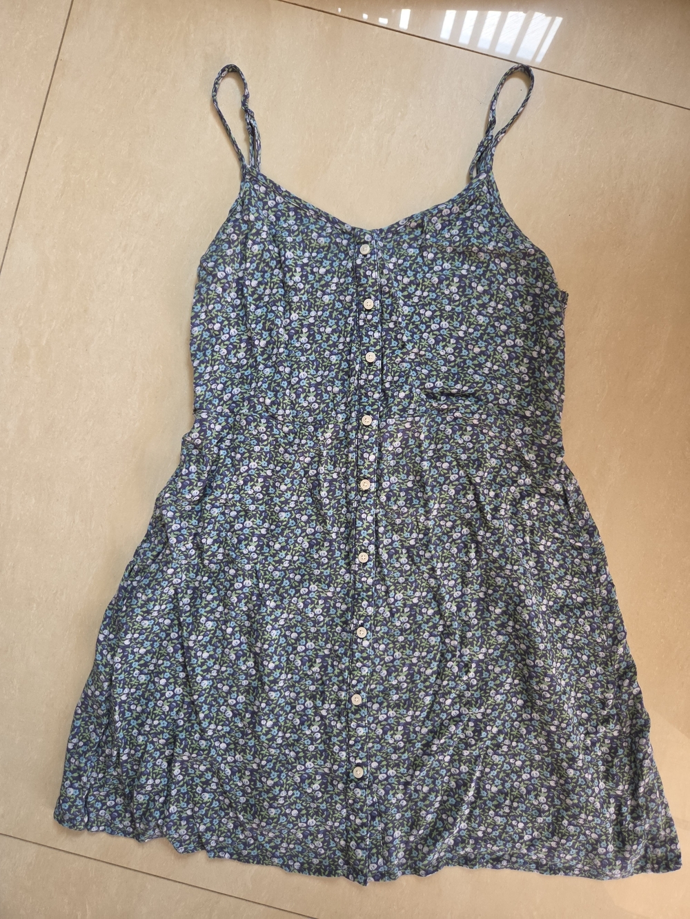 Aerie Floral Sun Dress in Blue & Green